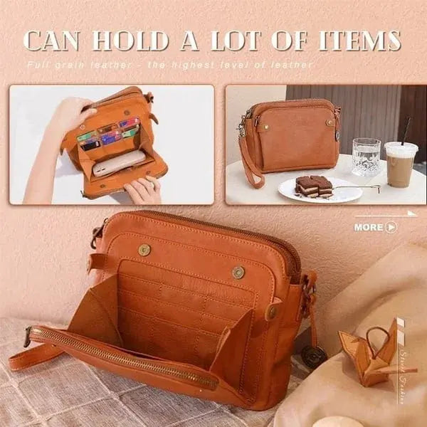 Leather Crossbody Bag with Built-In Wallet and Detachable Strap for 9.7 Inch Tablet Avento Goods