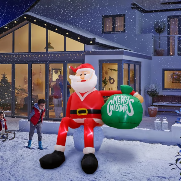 8-Foot Climbing Inflatable Santa with LED Lights and Weather-Resistant Fabric