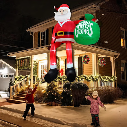 8-Foot Climbing Inflatable Santa with LED Lights and Weather-Resistant Fabric