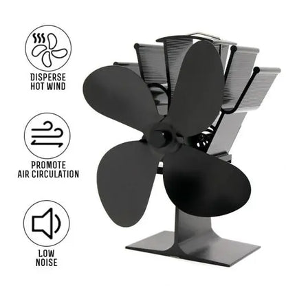 Stove Fan Heat Powered with Quiet 4-Blade Design and Anodized Aluminum, 180-210 CFM Avento Goods