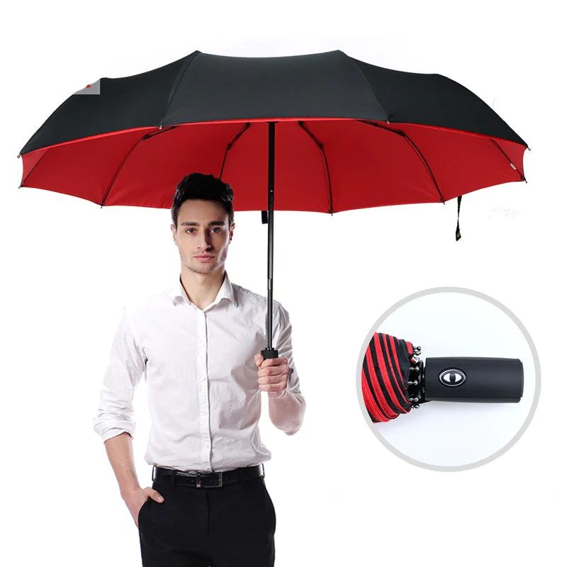 Travel Umbrella with Windproof Vented Canopy and Automatic One-Hand Open, 100cm Diameter