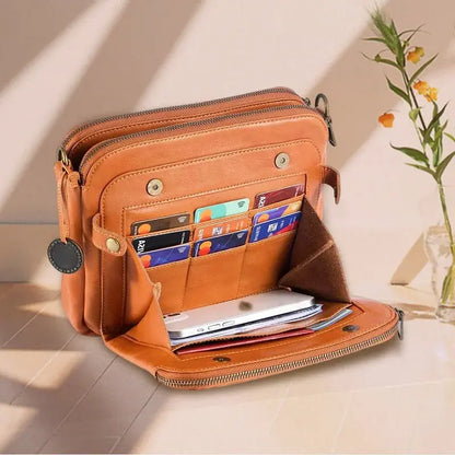Leather Crossbody Bag with Built-In Wallet and Detachable Strap for 9.7 Inch Tablet Avento Goods