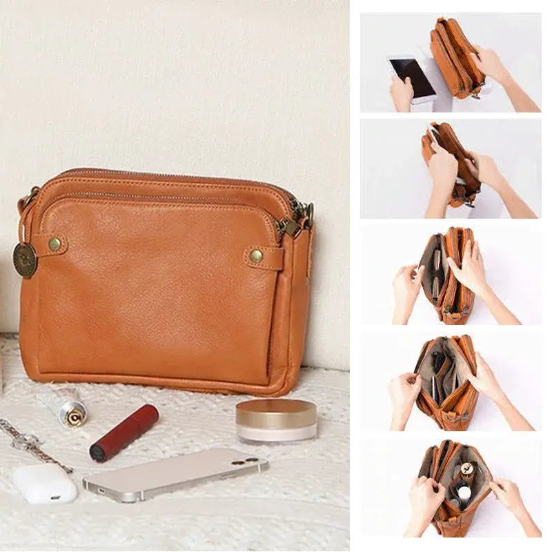 Leather Crossbody Bag with Built-In Wallet and Detachable Strap for 9.7 Inch Tablet Avento Goods