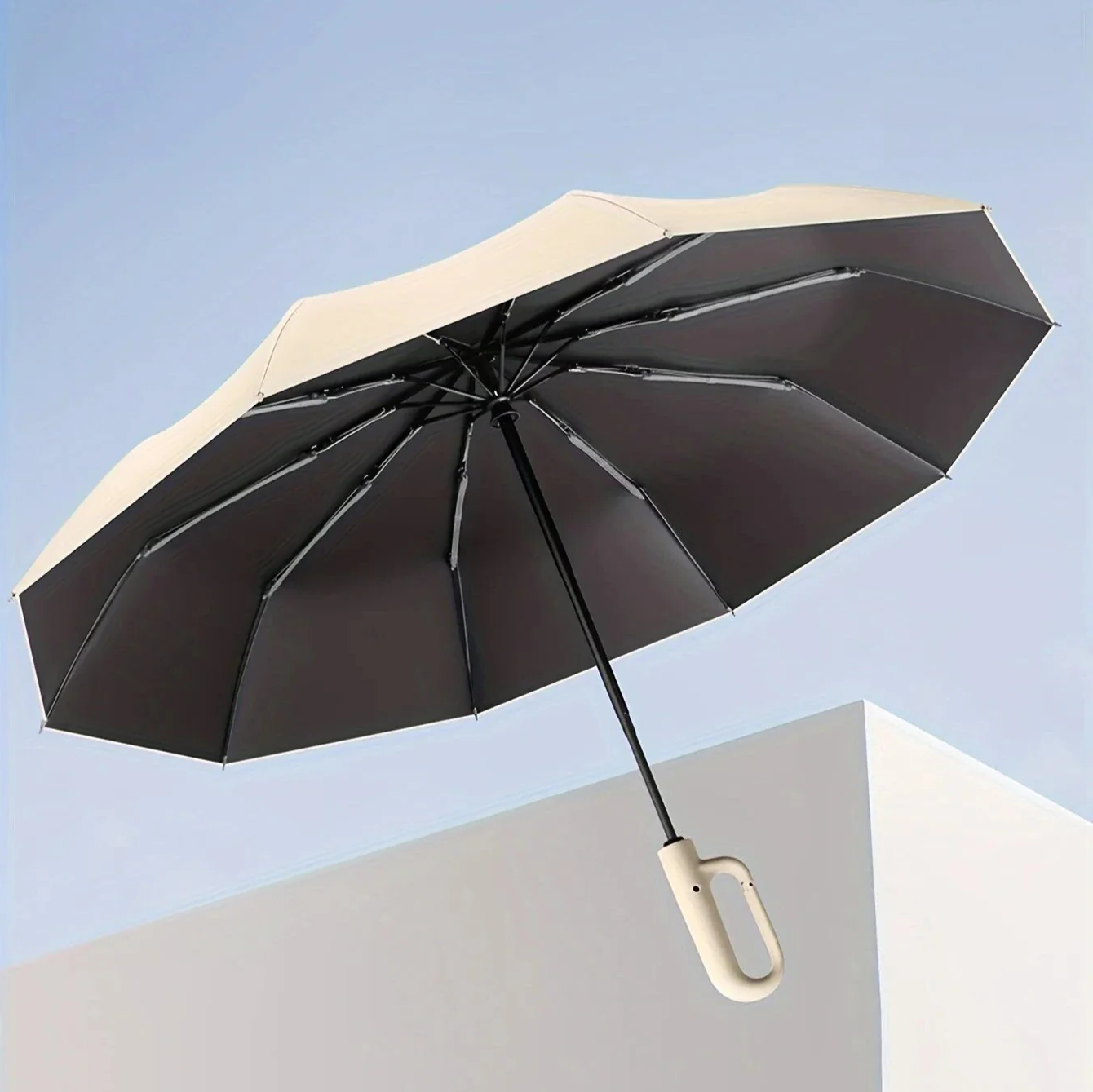 Compact Travel Umbrella with Reinforced Wind-Resistant Frame and One-Touch Open