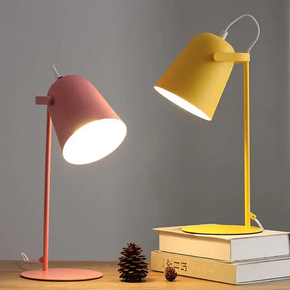 Table Lamp with Iron Bucket Shade and Slim Pastel Finish for Bedside, E26 Bulb Base Avento Goods