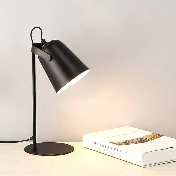 Table Lamp with Iron Bucket Shade and Slim Pastel Finish for Bedside, E26 Bulb Base Avento Goods