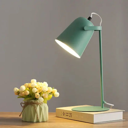 Table Lamp with Iron Bucket Shade and Slim Pastel Finish for Bedside, E26 Bulb Base Avento Goods