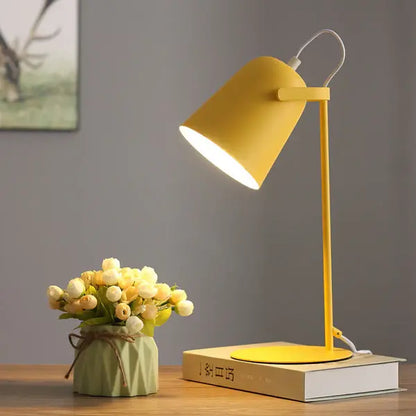 Table Lamp with Iron Bucket Shade and Slim Pastel Finish for Bedside, E26 Bulb Base Avento Goods