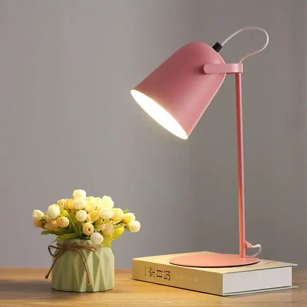 Table Lamp with Iron Bucket Shade and Slim Pastel Finish for Bedside, E26 Bulb Base Avento Goods