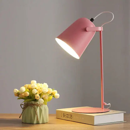 Table Lamp with Iron Bucket Shade and Slim Pastel Finish for Bedside, E26 Bulb Base Avento Goods