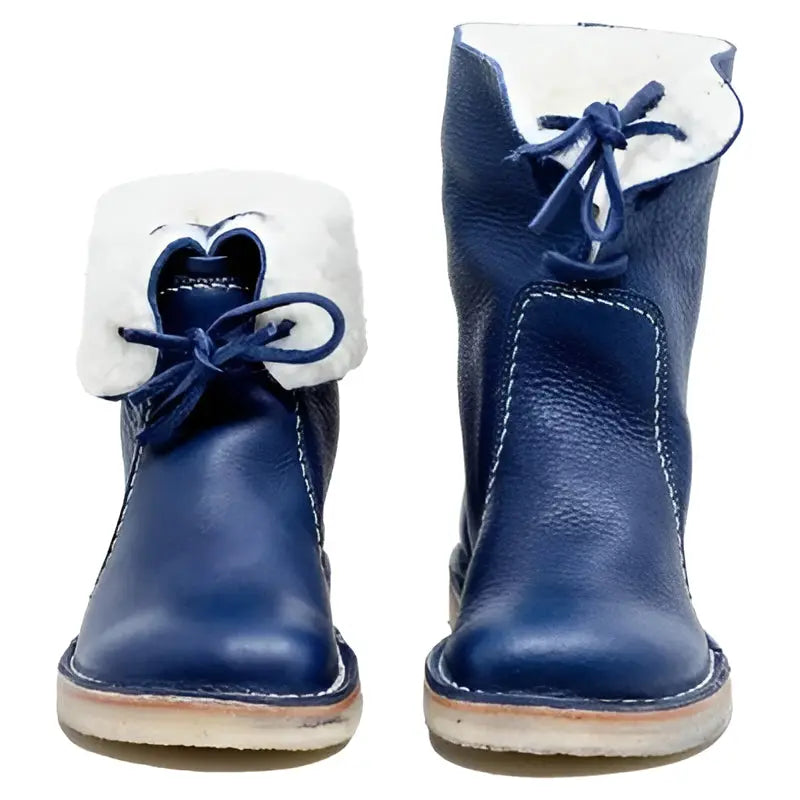 Leather Boots with Wool Lining and Crepe Rubber Sole, Waterproof Lace-Up for Winter Avento Goods