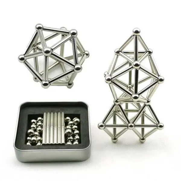 Magnetic Building Set with 36 Rods and 27 Balls for Kids, Metal Tin Avento Goods