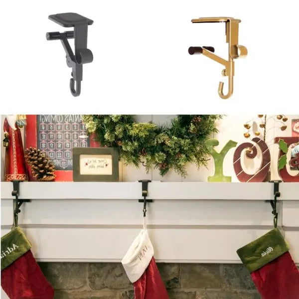 Mantel Stocking Hanger with No-Slip Cantilever and Dual Hooks for Garland, Adjustable Fit Avento Goods