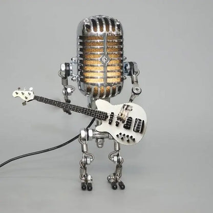Microphone Lamp with Articulated Joints and Vintage Metal Robot Design, LED Included Avento Goods