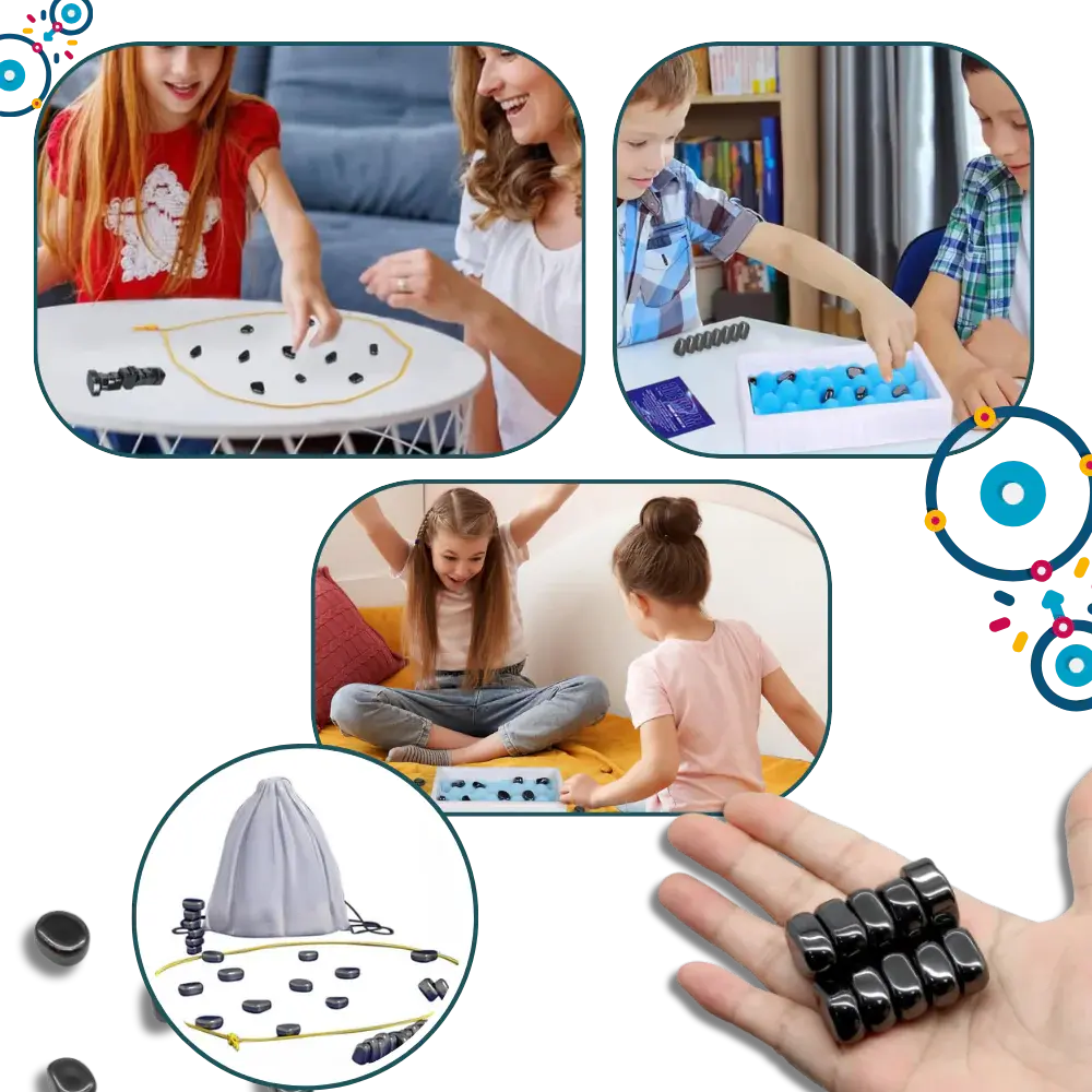 Magnetic Strategy Game with Rope Boundary and 20 Magnetic Tokens, Portable Storage Bag Avento Goods