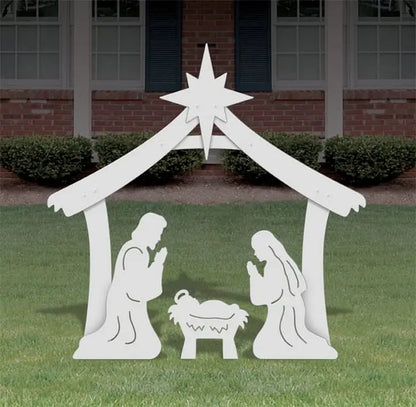 Outdoor Nativity Set with Waterproof PVC and Realistic 4-Piece Stable, One-Person Assembly Avento Goods