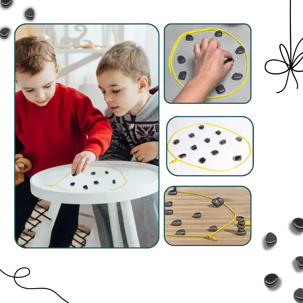 Magnetic Strategy Game with Rope Boundary and 20 Magnetic Tokens, Portable Storage Bag Avento Goods