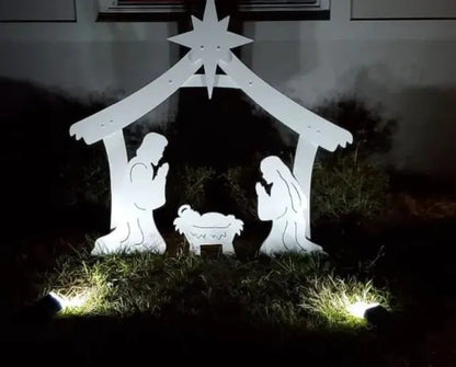 Outdoor Nativity Set with Waterproof PVC and Realistic 4-Piece Stable, One-Person Assembly Avento Goods