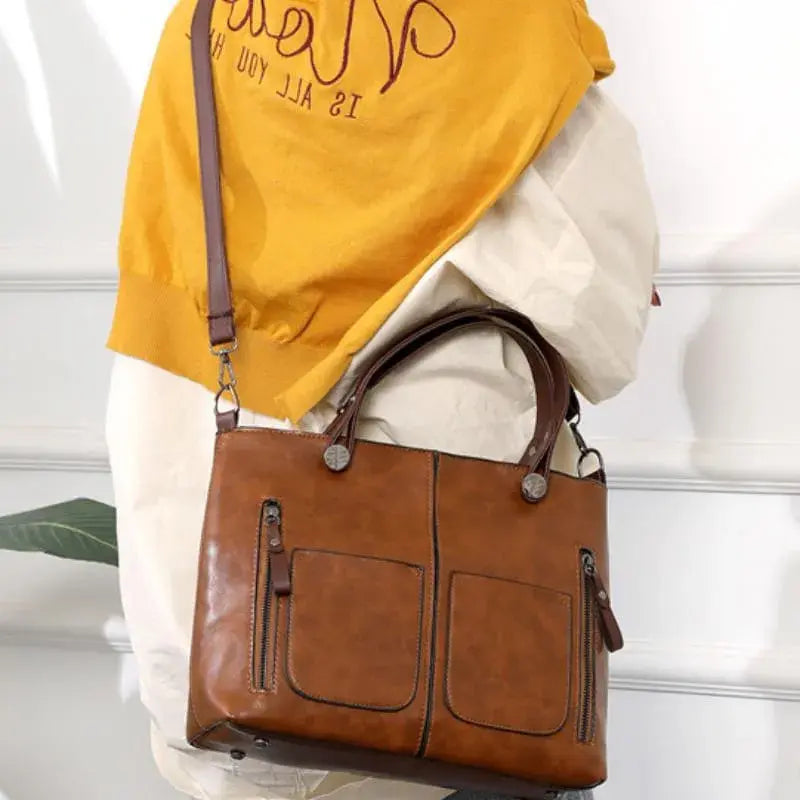 Leather Crossbody Bag with Adjustable Removable Strap and Top Zipper, Slim Profile Avento Goods