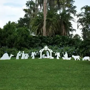 Outdoor Nativity Set with Waterproof PVC and Realistic 4-Piece Stable, One-Person Assembly Avento Goods