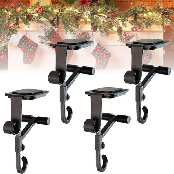 Mantel Stocking Hanger with No-Slip Cantilever and Dual Hooks for Garland, Adjustable Fit Avento Goods