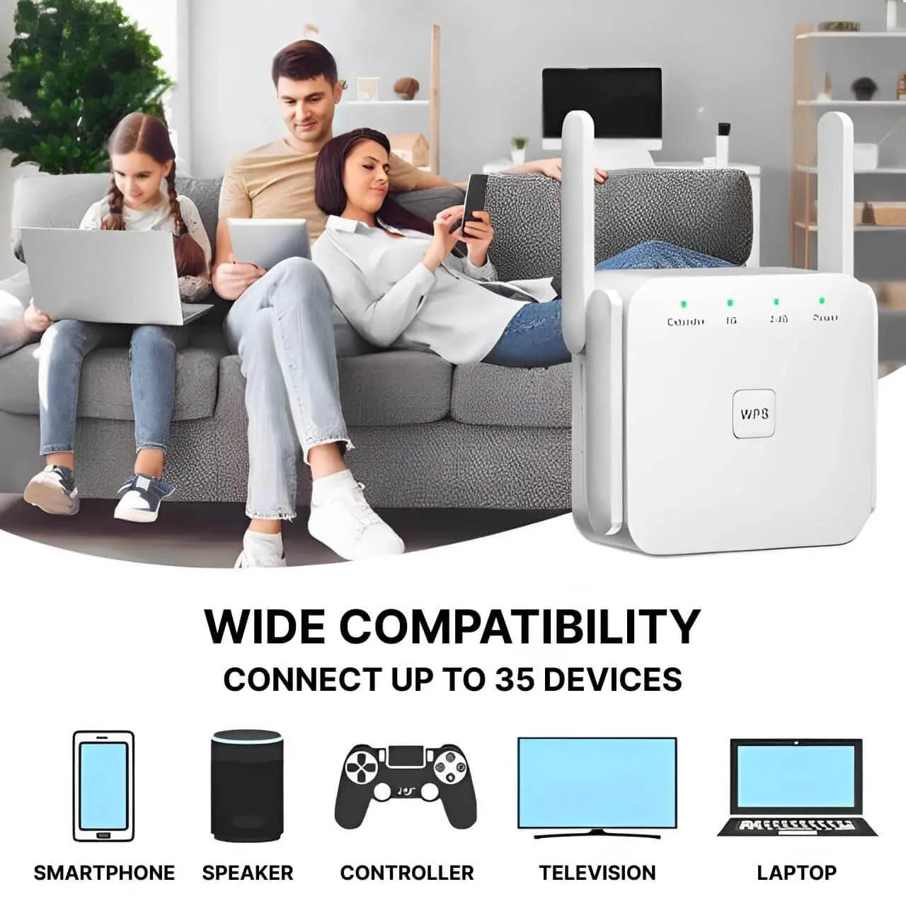 WiFi Range Extender with Dual-Band Coverage and High-Gain Antennas, Up to 3000 Sq Ft Avento Goods