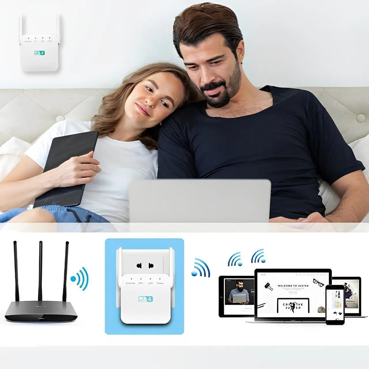 WiFi Range Extender with Dual-Band Coverage and High-Gain Antennas, Up to 3000 Sq Ft Avento Goods