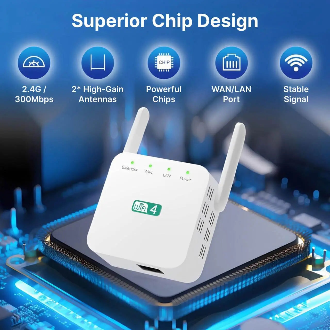 WiFi Range Extender with Dual-Band Coverage and High-Gain Antennas, Up to 3000 Sq Ft Avento Goods