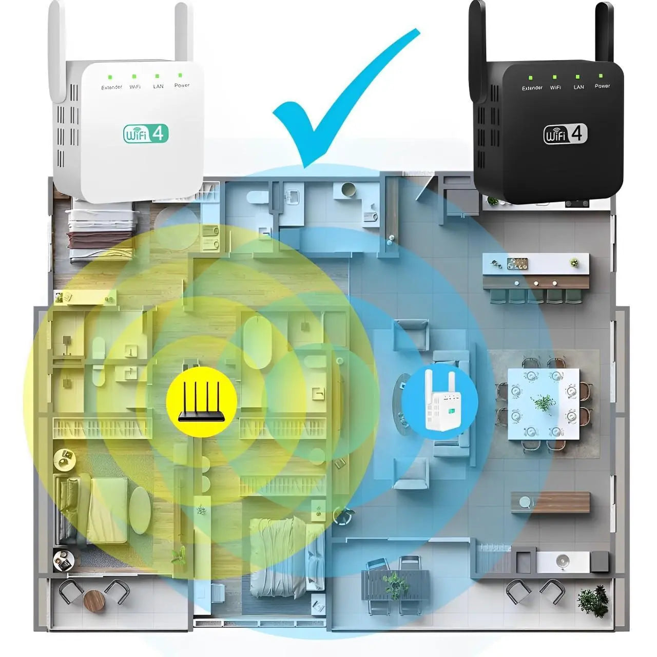 WiFi Range Extender with Dual-Band Coverage and High-Gain Antennas, Up to 3000 Sq Ft Avento Goods
