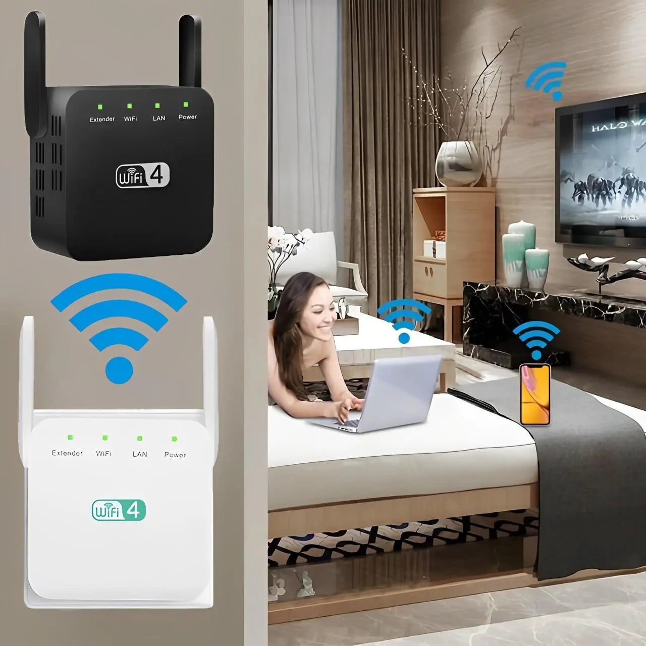 WiFi Range Extender with Dual-Band Coverage and High-Gain Antennas, Up to 3000 Sq Ft Avento Goods