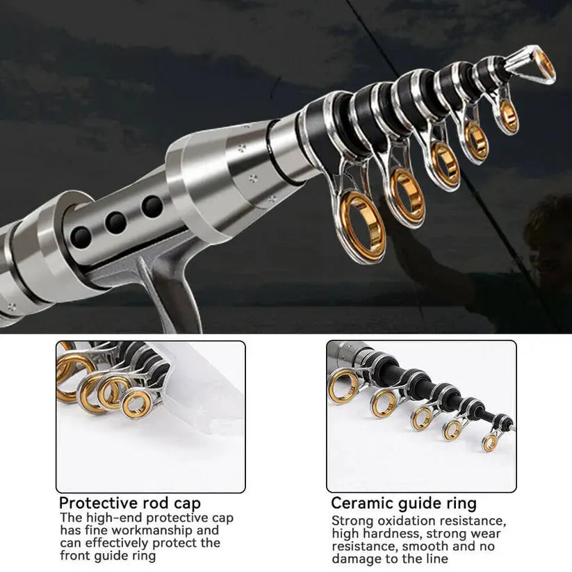 Telescopic Fishing Rod Kit with Carbon Fiber Rod and Spinning Reel, Carry Bag, Tackle Avento Goods