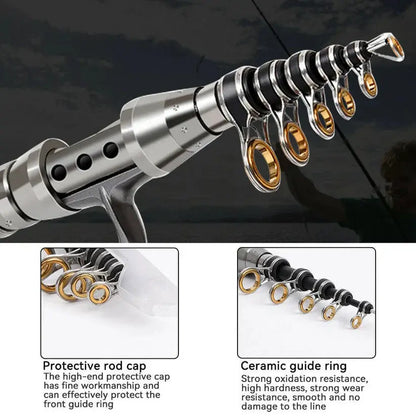 Telescopic Fishing Rod Kit with Carbon Fiber Rod and Spinning Reel, Carry Bag, Tackle Avento Goods