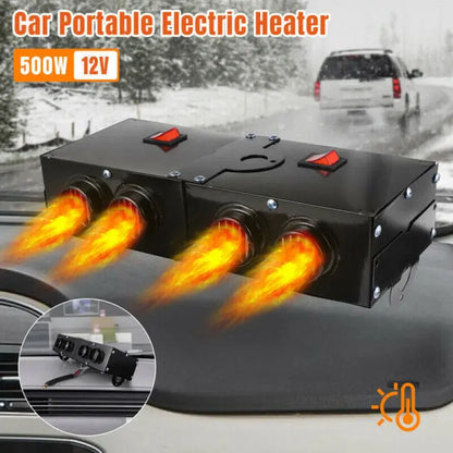 12V Car Heater with PTC Rapid Heat and Four-Outlet Airflow, Dual Switch Control Avento Goods