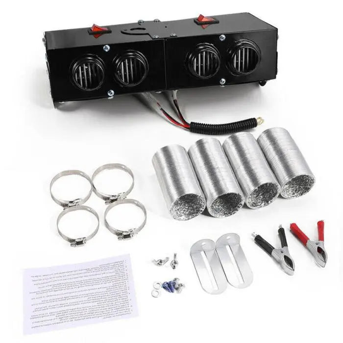 12V Car Heater with PTC Rapid Heat and Four-Outlet Airflow, Dual Switch Control Avento Goods