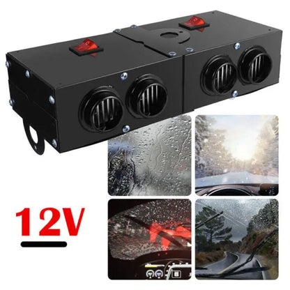 12V Car Heater with PTC Rapid Heat and Four-Outlet Airflow, Dual Switch Control Avento Goods